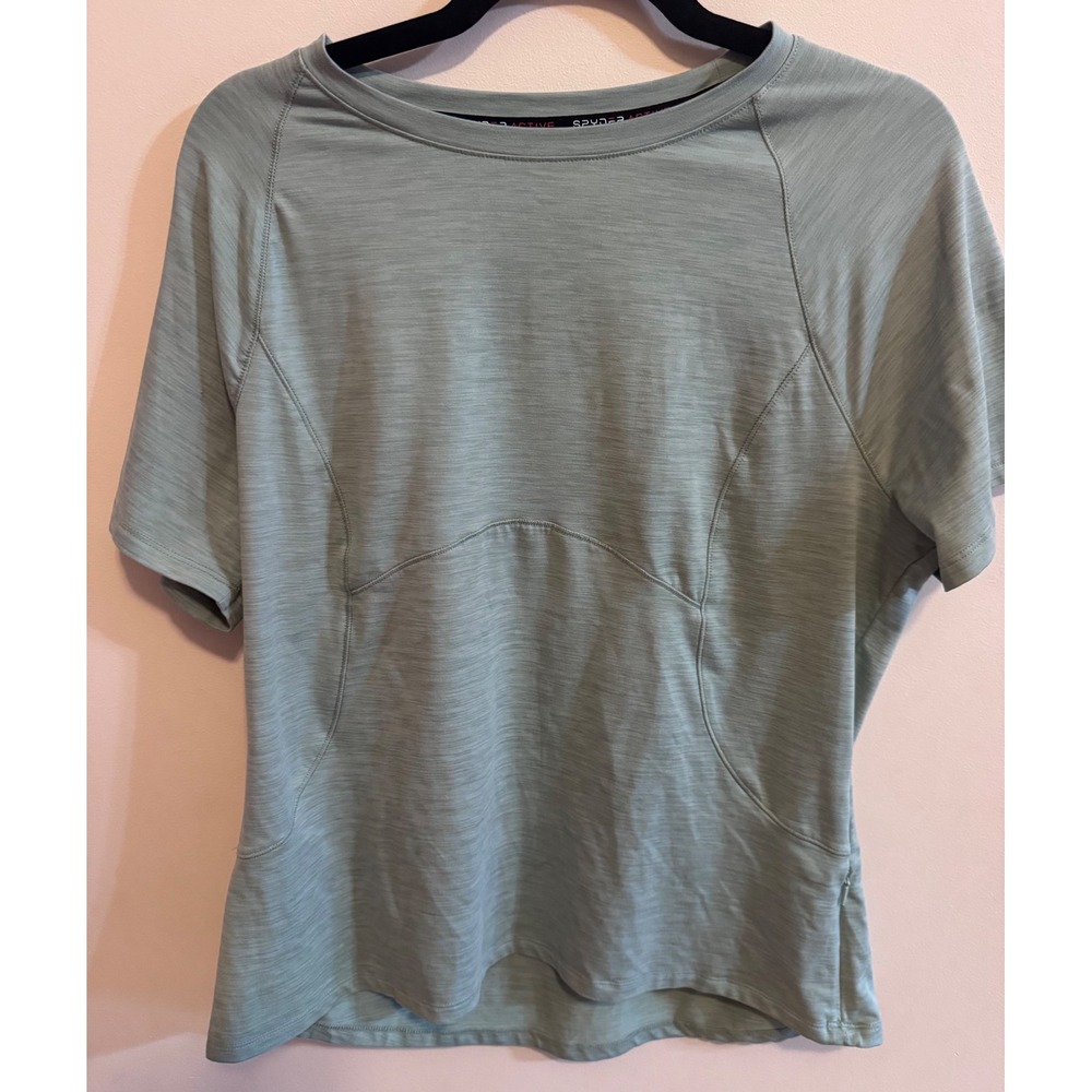 Spyder Active Womens XL Sage Green Heathered Raglan Short Sleeve Workout Shirt